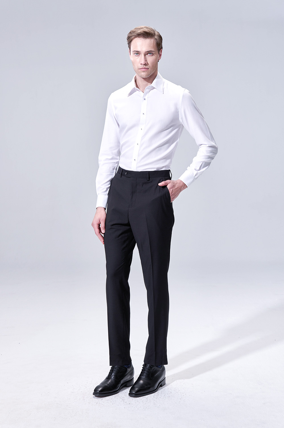 SST&C SST&C White Texture Slim Fit Shirt | 00062504007_1