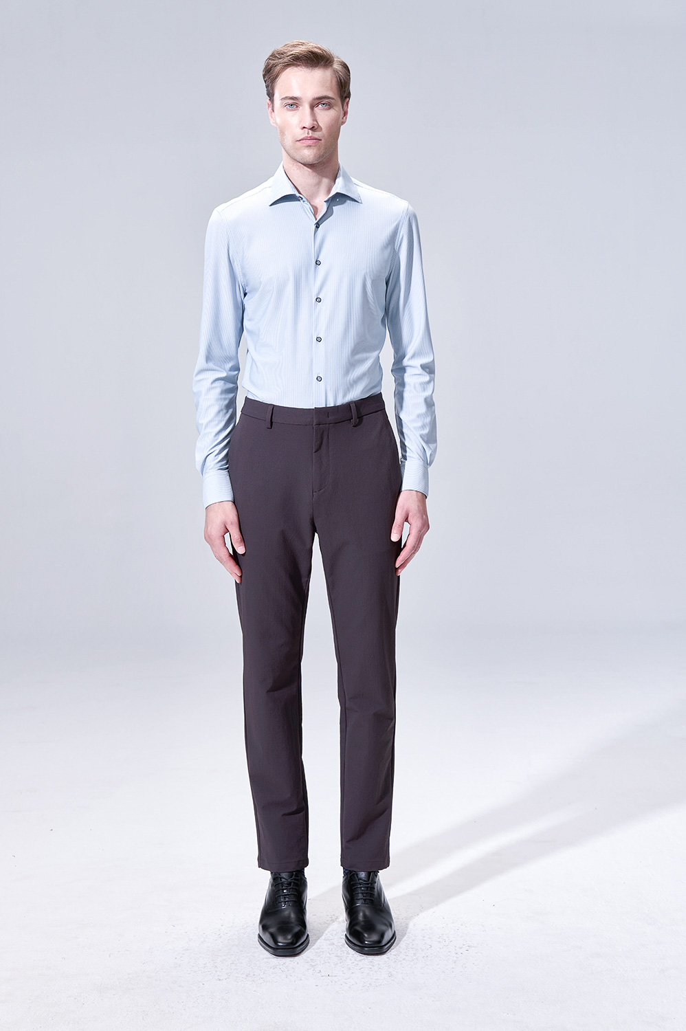 SST&C Gray-Blue Stripes Slim Fit Shirt | 00062504009_0