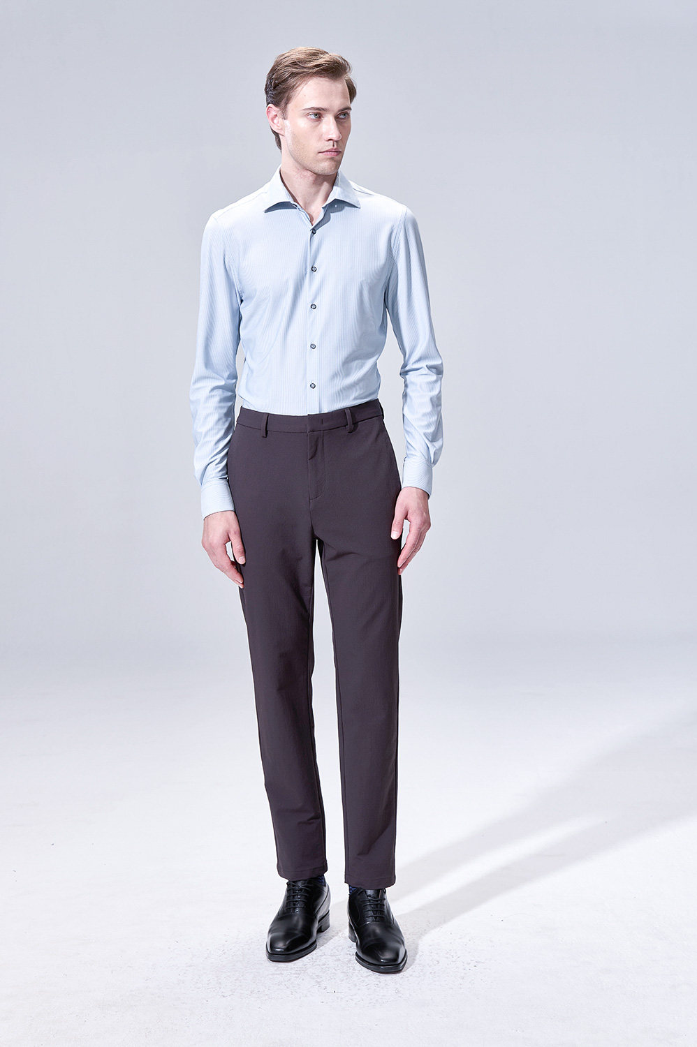 SST&C Gray-Blue Stripes Slim Fit Shirt | 00062504009_1