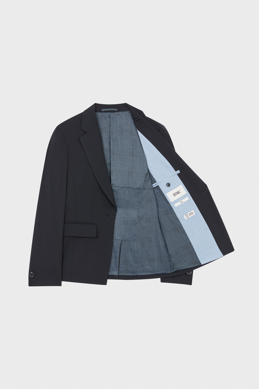 SST&C Black Textured Slim Fit Suit (Machine Washable) | 01012504001_7