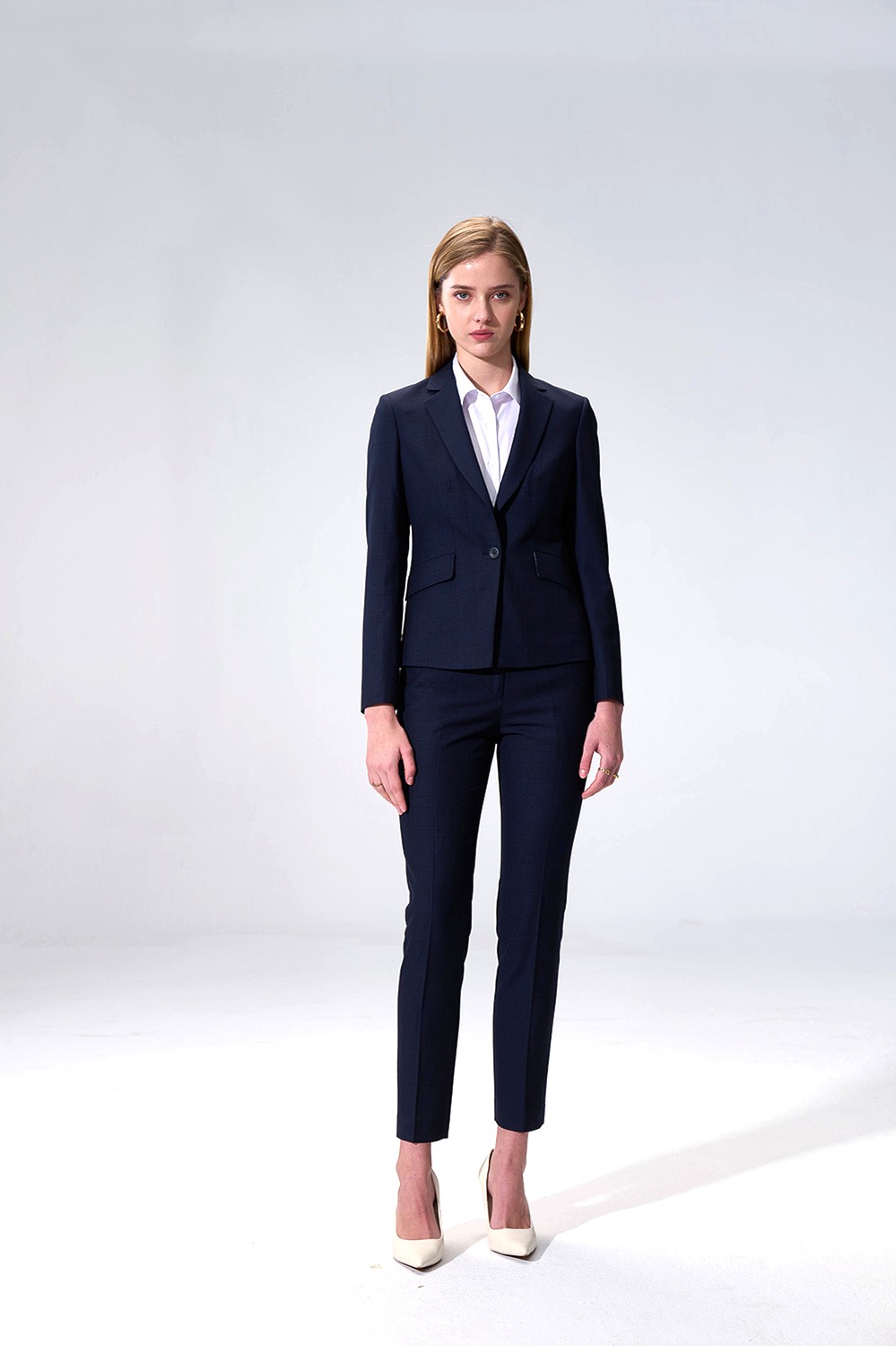 SST&C Midnight Blue Plaid Slim Fit Suit (Machine Washable) | 01012504002_0