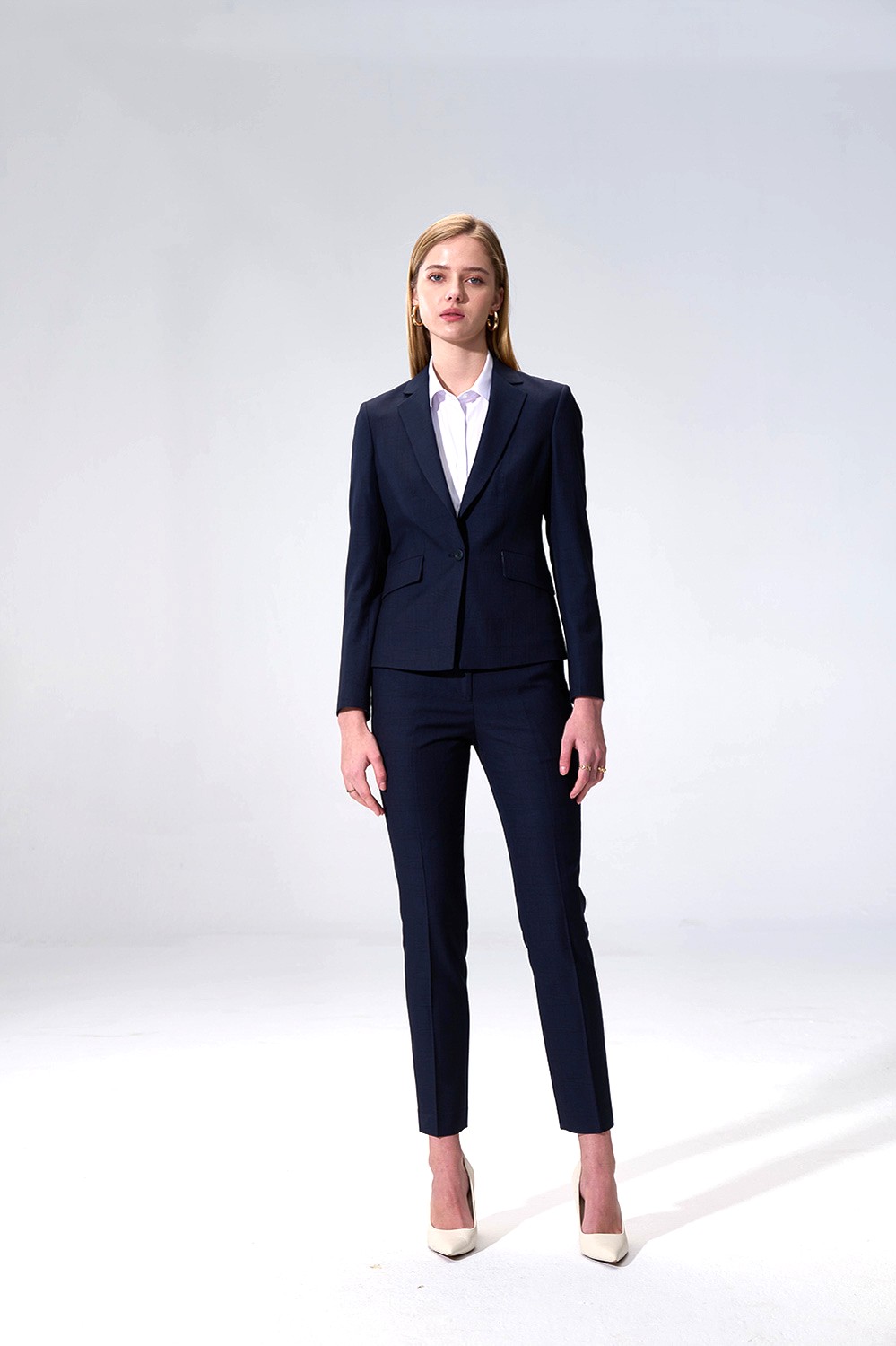 SST&C Midnight Blue Plaid Slim Fit Suit (Machine Washable) | 01012504002_1