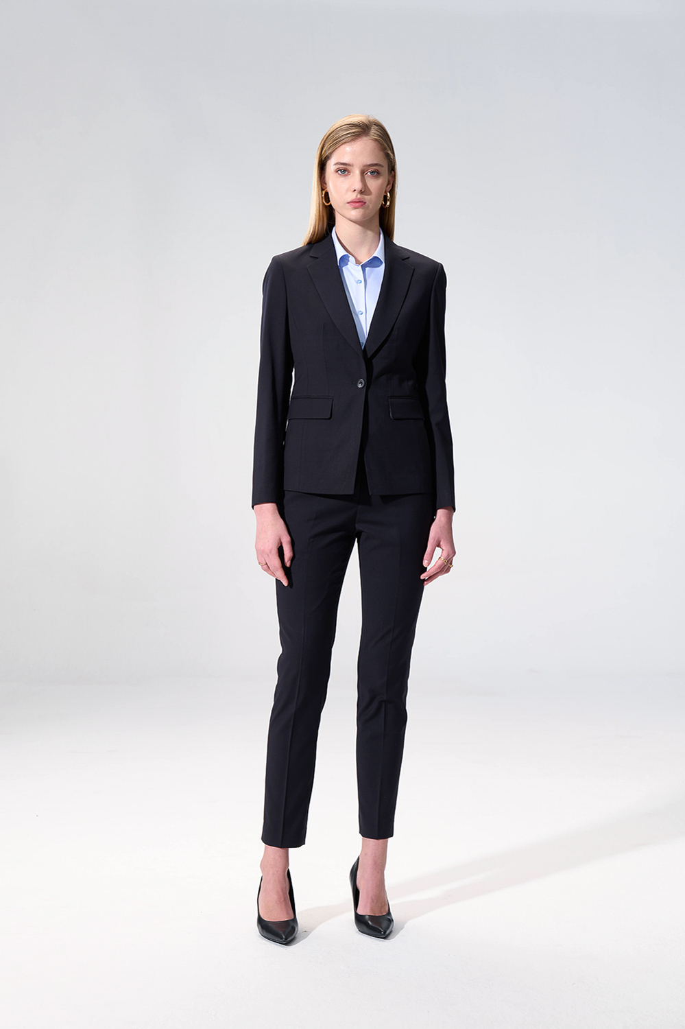 SST&C Black Textured Trousers (Machine Washable) | 01022504001_0