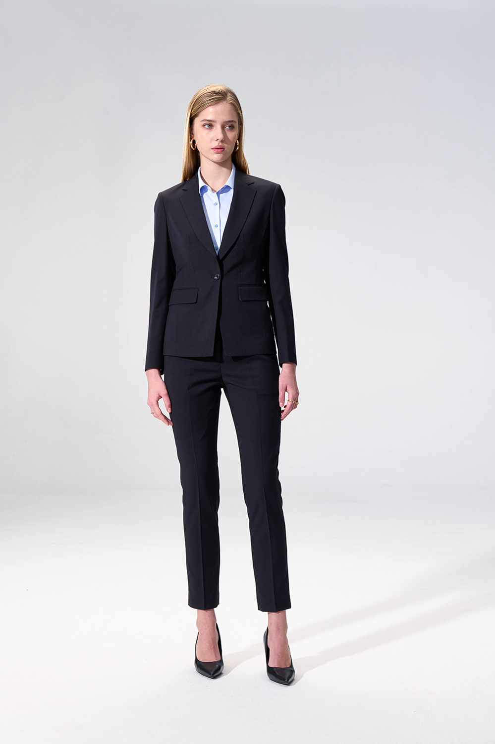 SST&C Black Textured Trousers (Machine Washable) | 01022504001_1