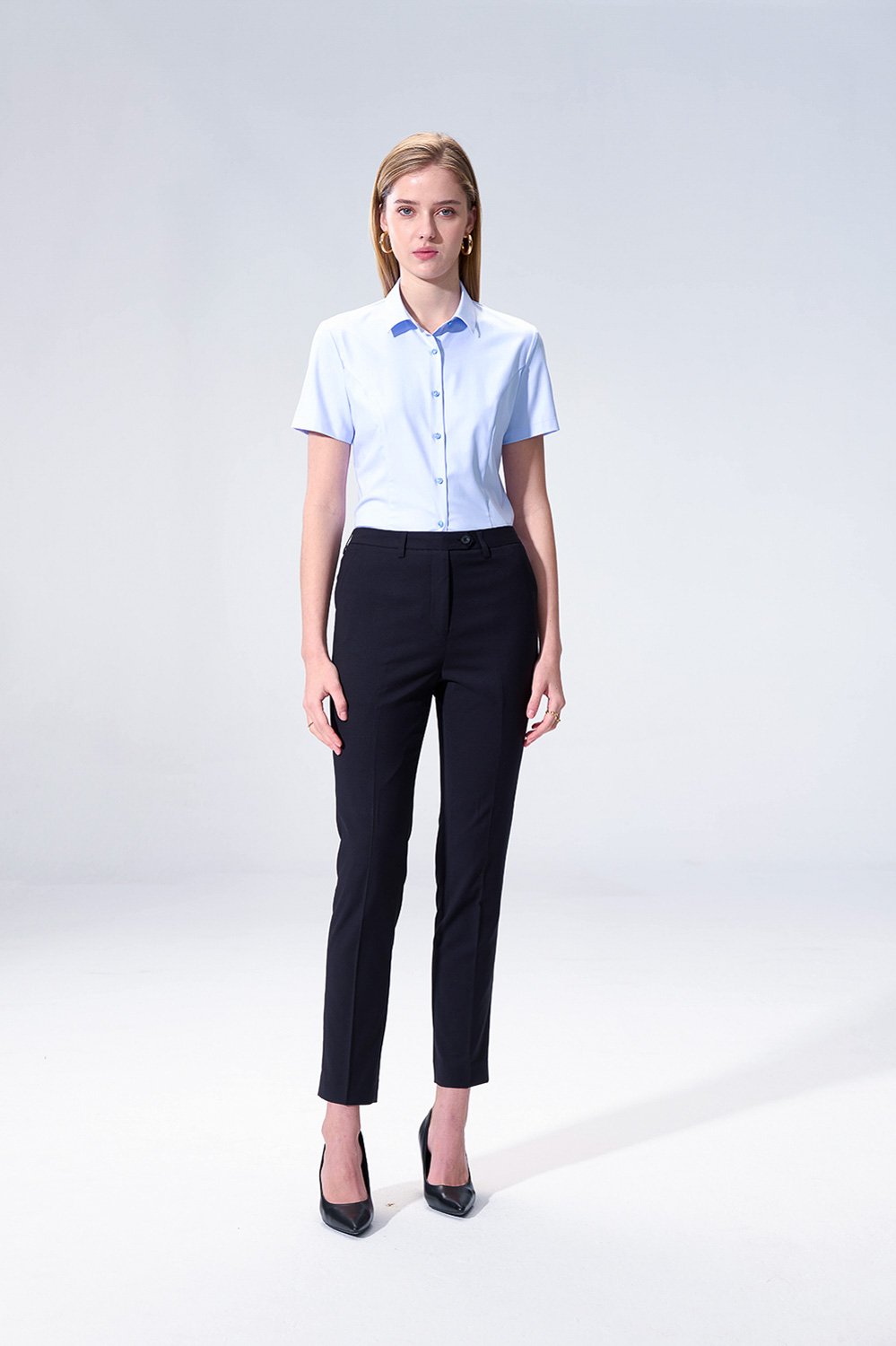SST&C Black Textured Trousers (Machine Washable) | 01022504001_2