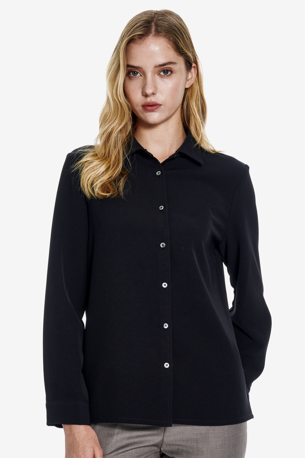 SST&C Black Stiff-Feeling Long Sleeve Top | 01082504002_0
