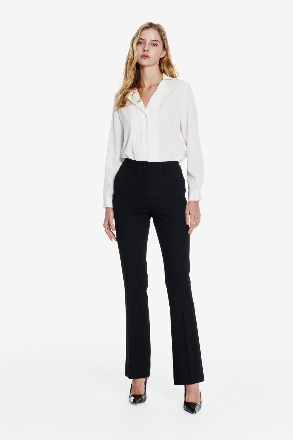SST&C White Blazer Collar Long Sleeve Top | 01082504005_1