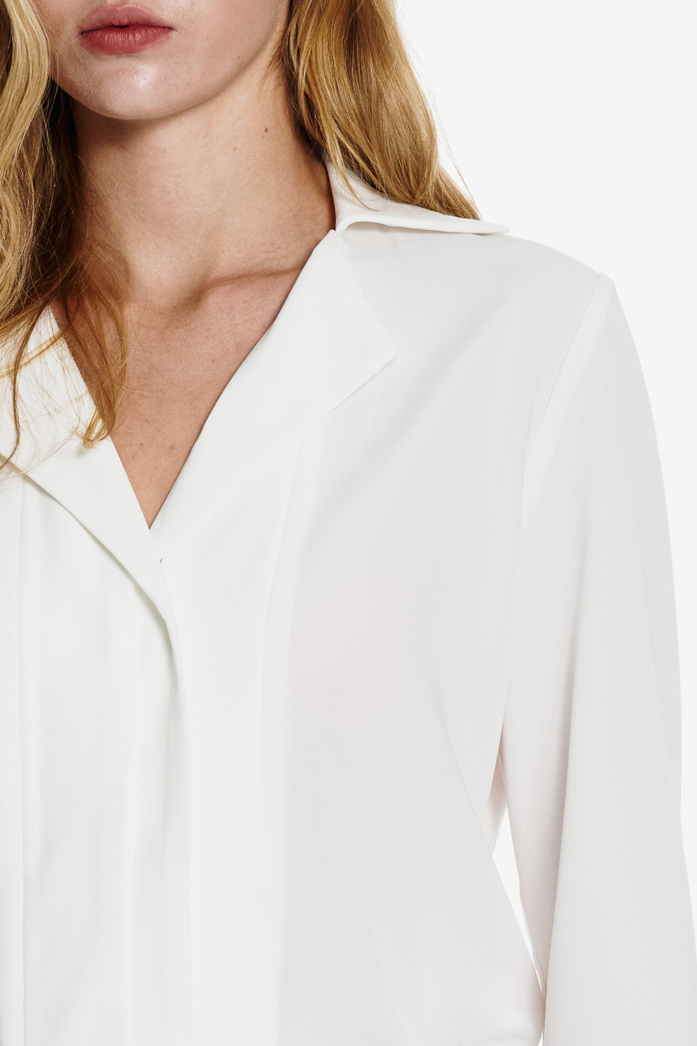 SST&C White Blazer Collar Long Sleeve Top | 01082504005_2