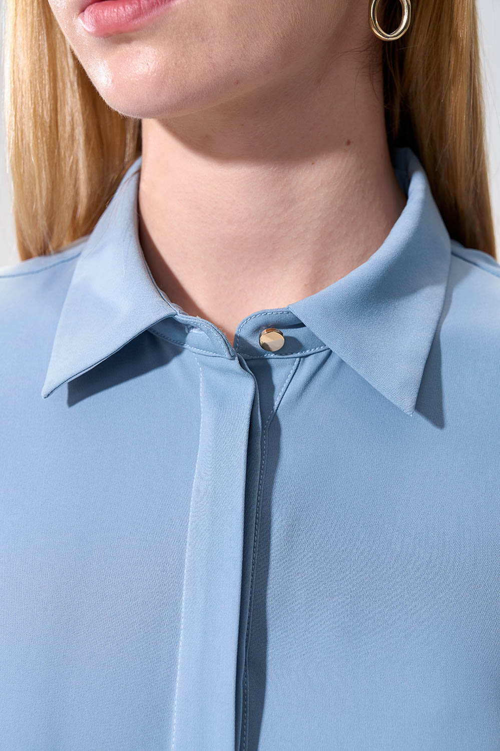 SST&C Sky Blue Pleated Cuffs Long Sleeve Top | 01082504008_3