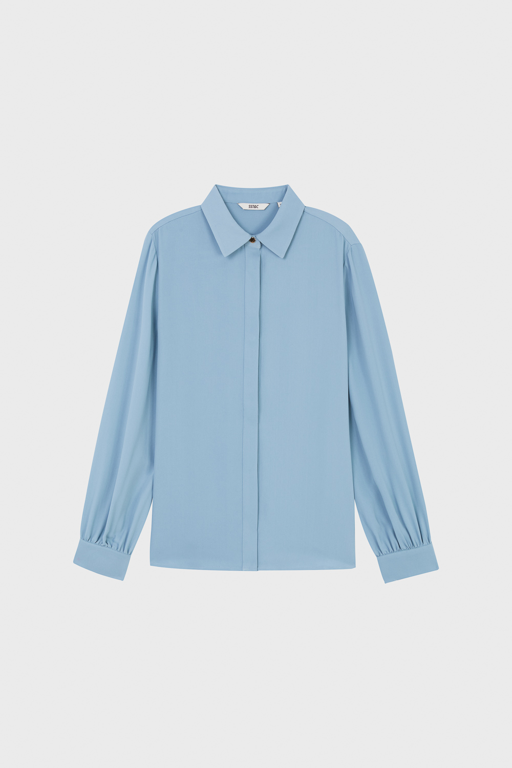 SST&C Sky Blue Pleated Cuffs Long Sleeve Top | 01082504008_6