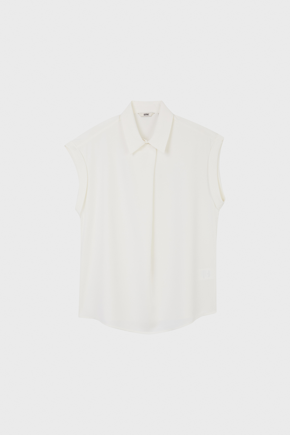 SST&C White Women's Cuffed Sleeveless Top | 01092504003_4