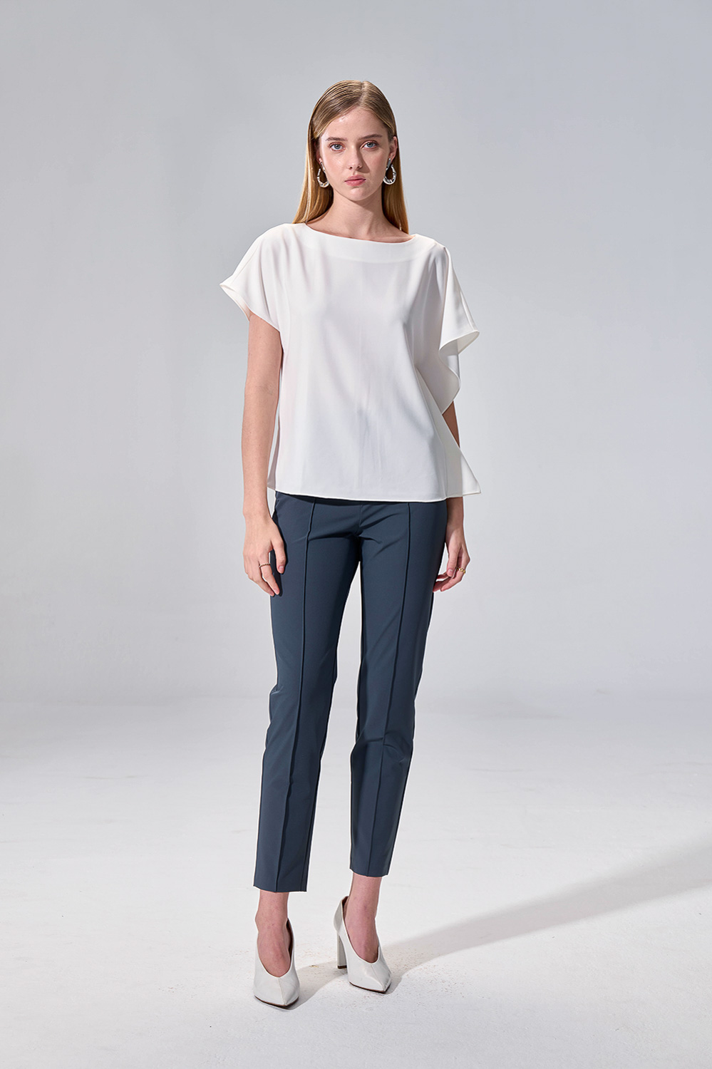 SST&C White Asymmetrical Shoulder-to-Shoulder Top | 01092504005_1