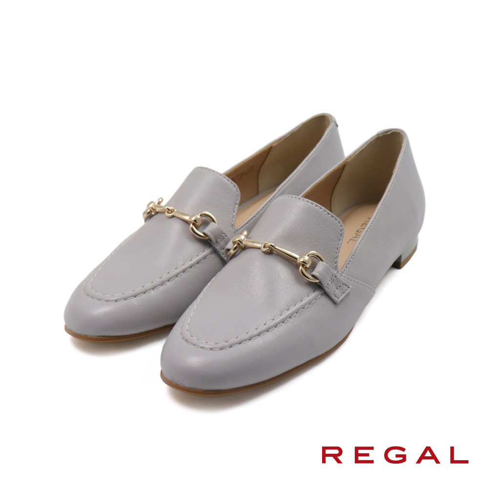 【REGAL】氣質造型知性淑女馬蹄釦樂福鞋 紫灰色(F70Q-LY)