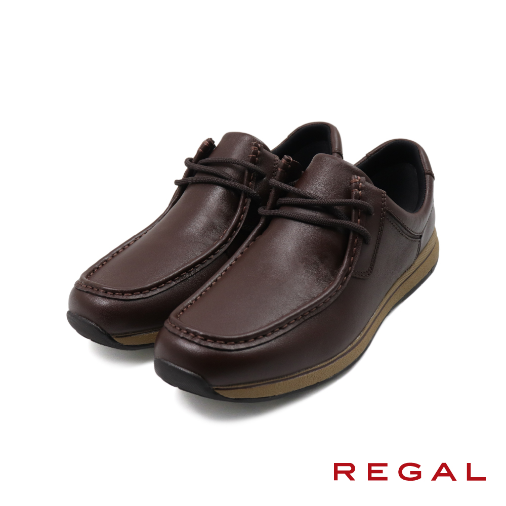【REGAL】日本止滑軟墊皮質莫卡辛休閒鞋 深棕色(JZ20-DBR)