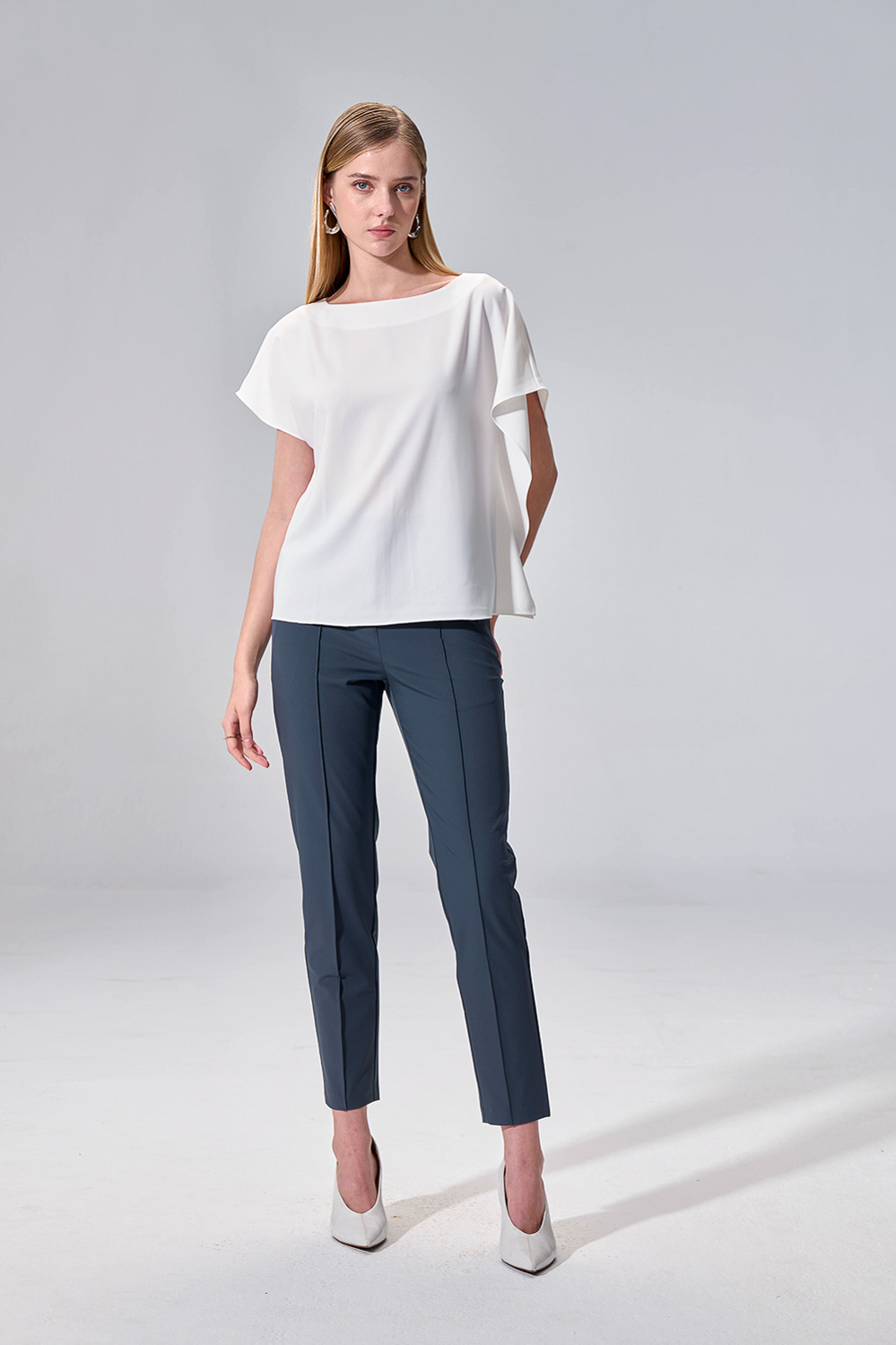 SST&C Ink Grey High Stretch Slim Fit Trousers | 01162504008_0
