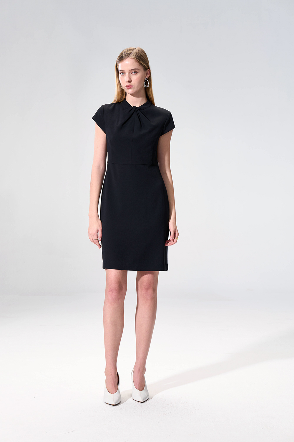 SST&C Black Front Knot Slim-Fit Dress | 01222504003_1