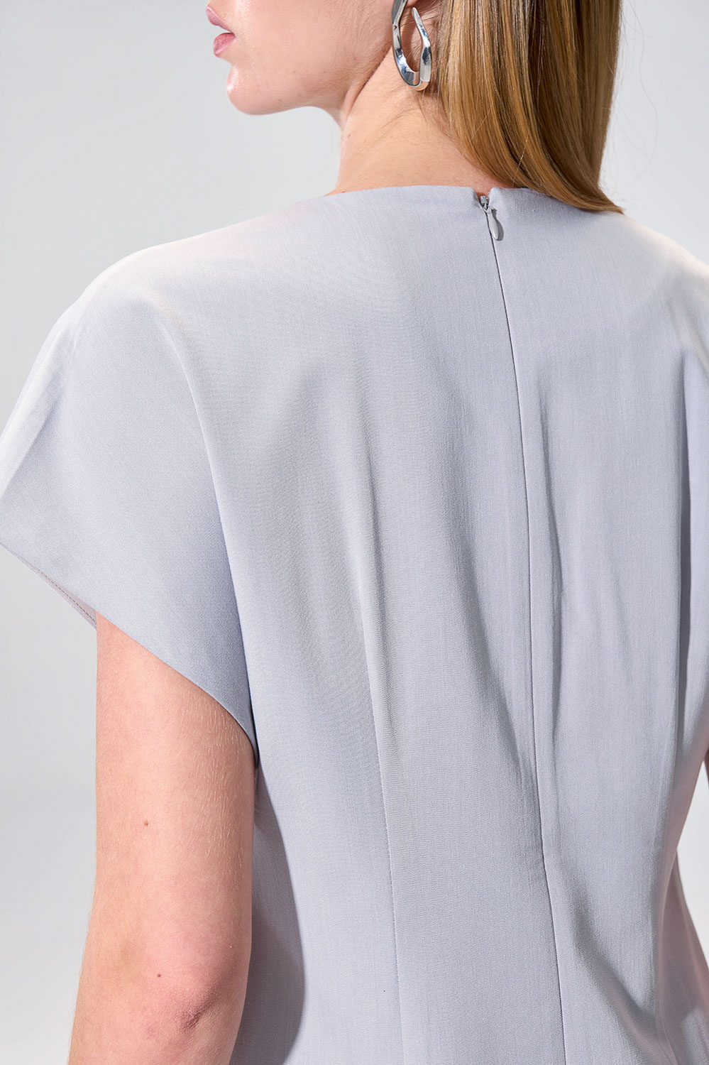 SST&C Light Grey Asymmetrical V-Neck Dress | 01222504006_3