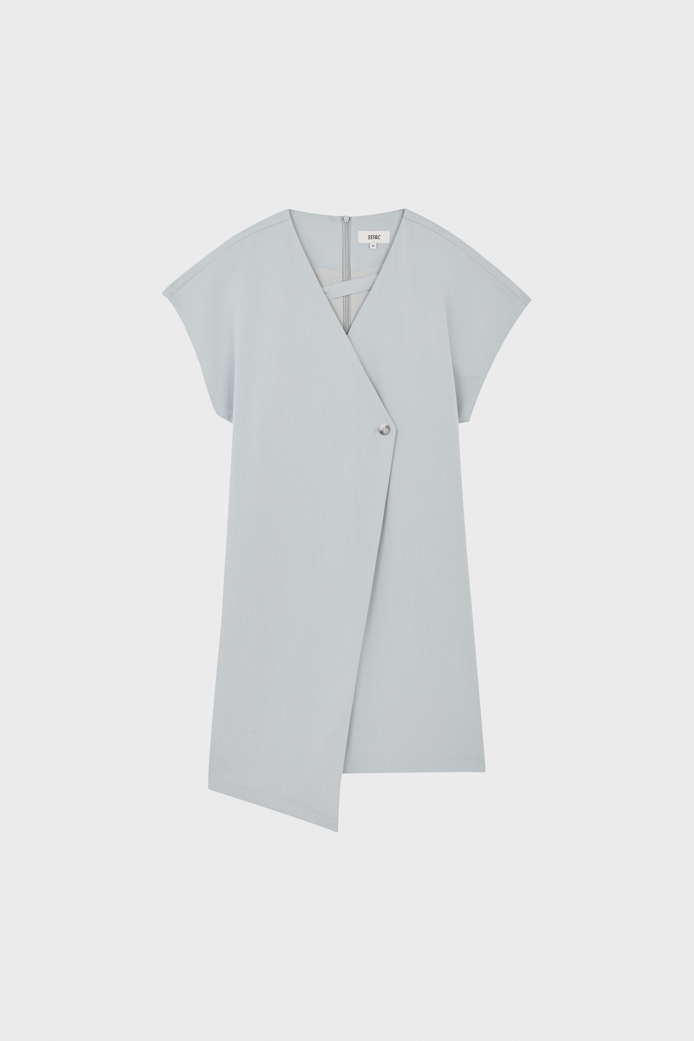 SST&C Light Grey Asymmetrical V-Neck Dress | 01222504006_4