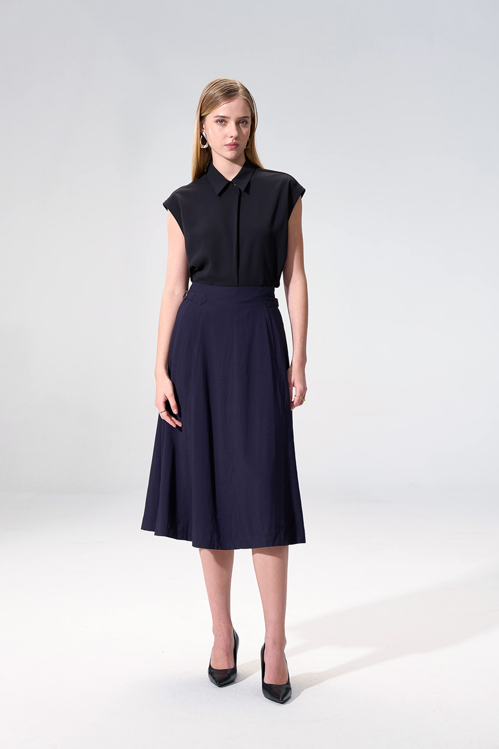 SST&C Navy Eight-Piece Cut Skirt | 01232504001_1