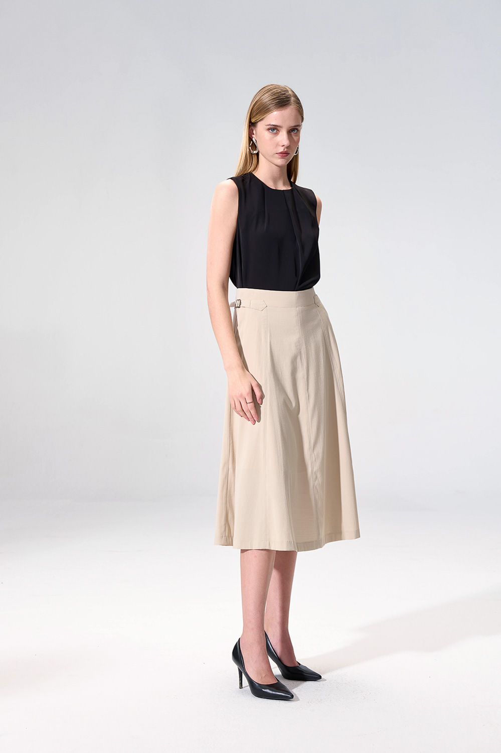 SST&C Light Khaki Eight-Piece Cut Skirt | 01232504002_1