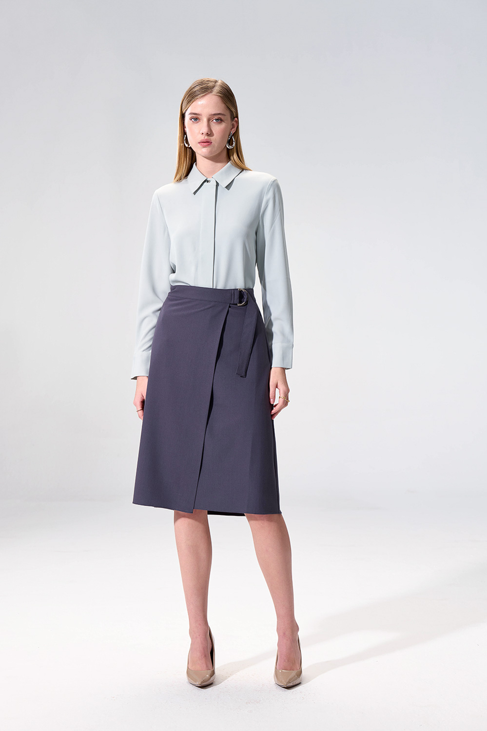 SST&C Dark Grey A-Line Single-Piece Skirt | 01232504004_0