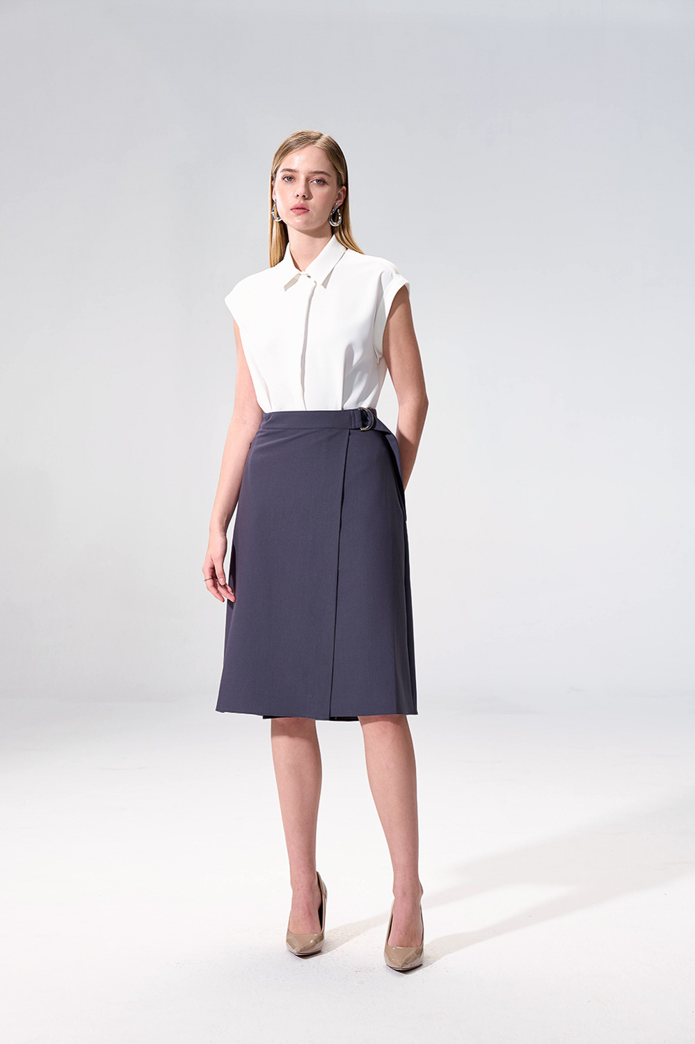 SST&C Dark Grey A-Line Single-Piece Skirt | 01232504004_1