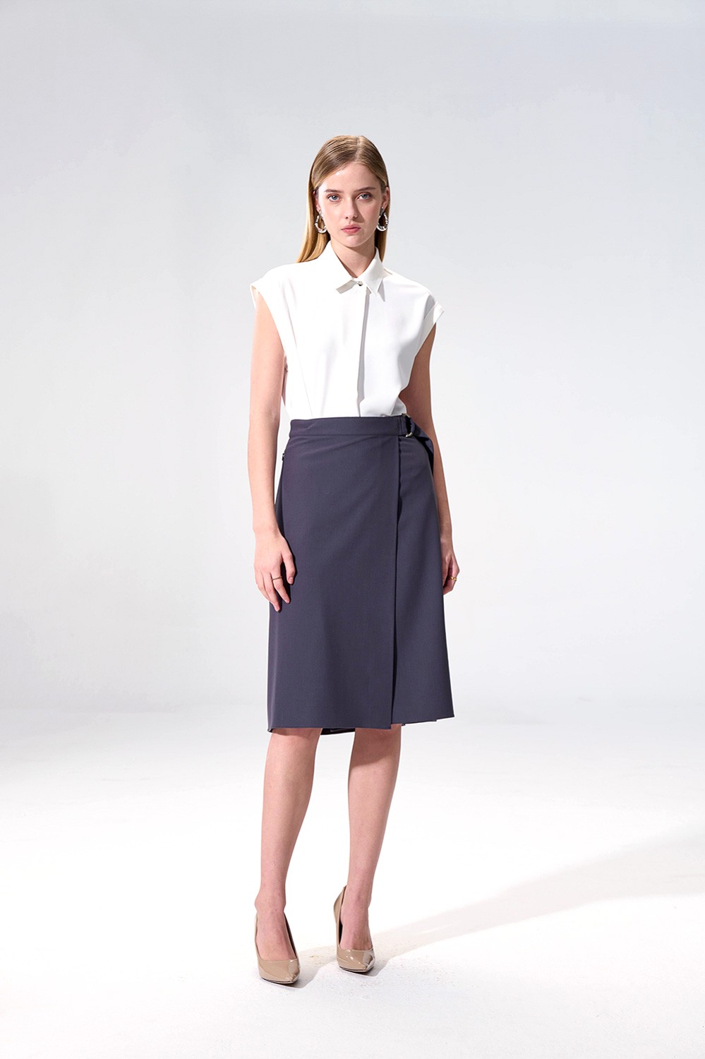 SST&C Dark Grey A-Line Single-Piece Skirt | 01232504004_3