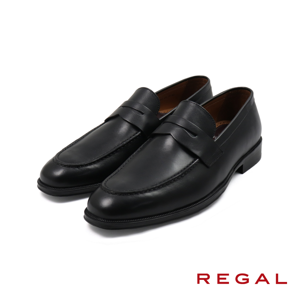 【REGAL】日本質感商務素面便士樂福鞋 黑色(UC19-BL)