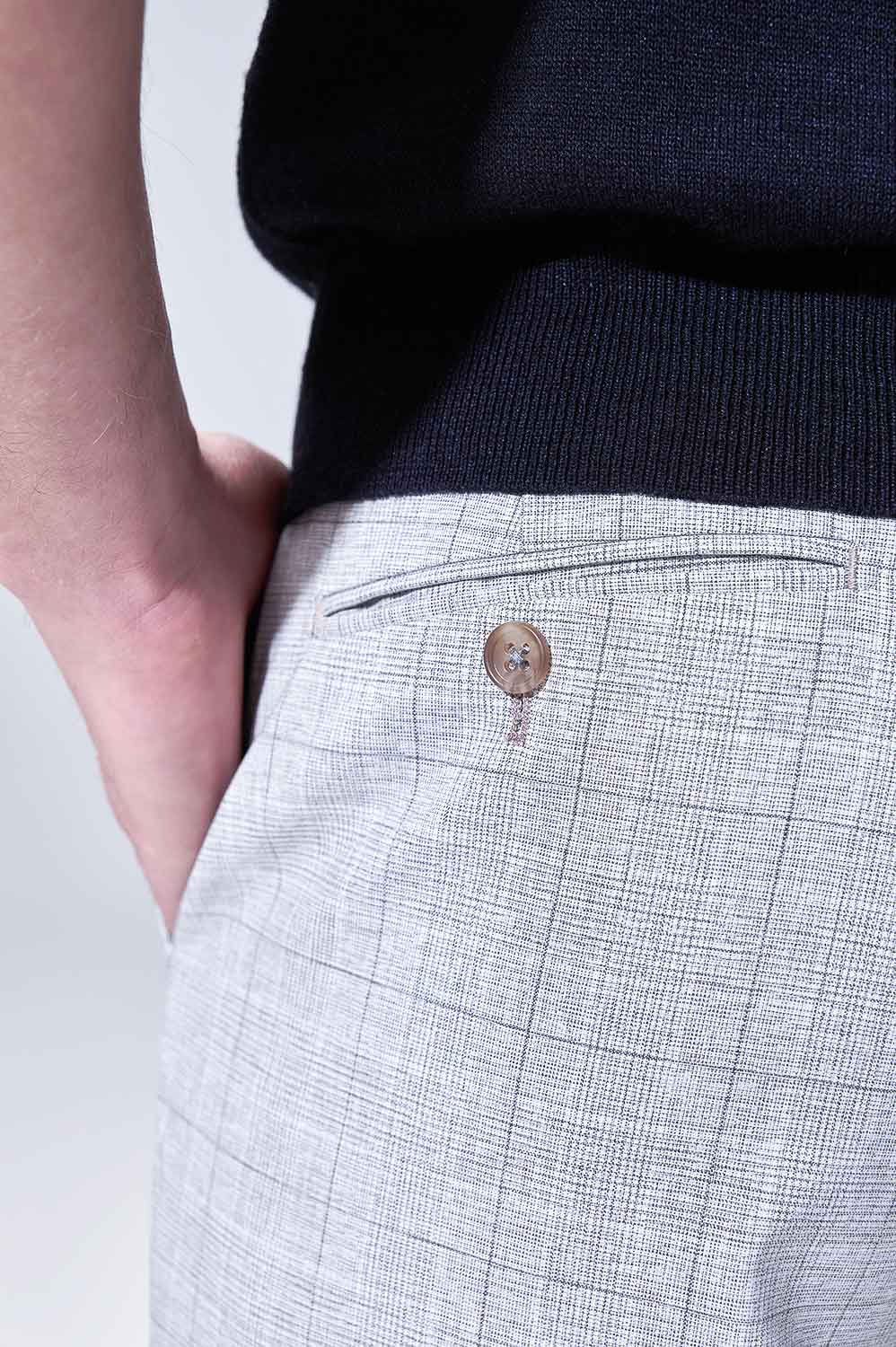 SST&C Light Grey Check Slim Trousers | 00022504004_2