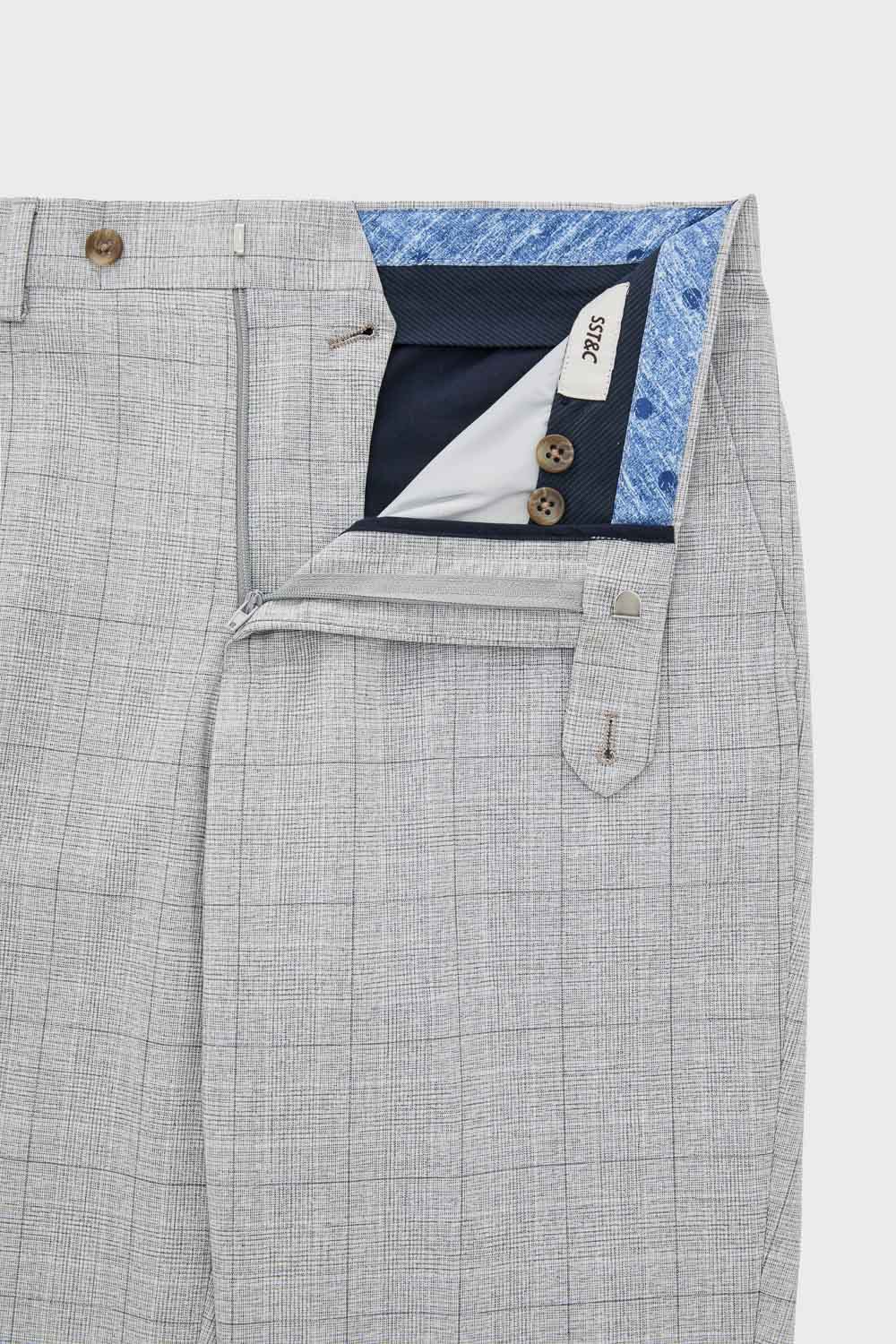 SST&C Light Grey Check Slim Trousers | 00022504004_4