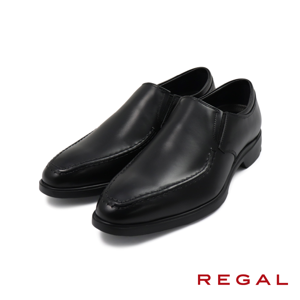 【REGAL】日本質感素面流線造型休閒樂福鞋 黑色(V286-BL)
