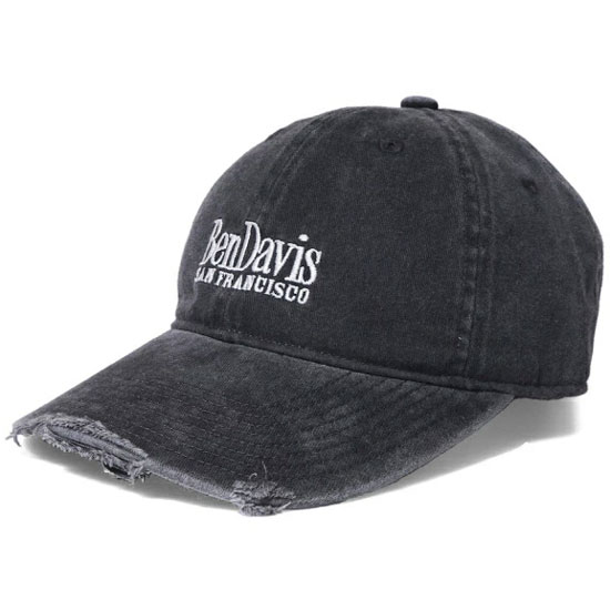 BEN DAVIS BDW-8705-01 LONG BRIM DAMEGE CAP 老帽 棒球帽 (水洗黑色)_0