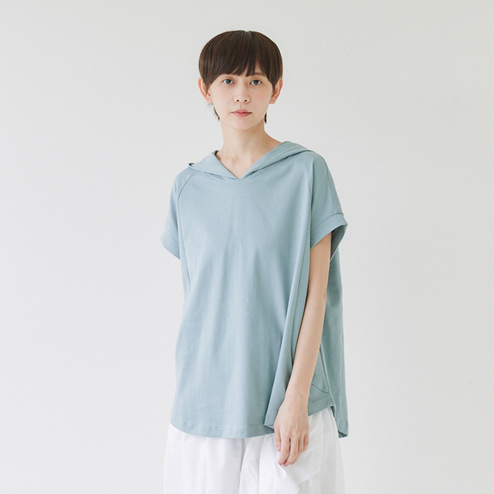 連帽重磅短袖T 藍F