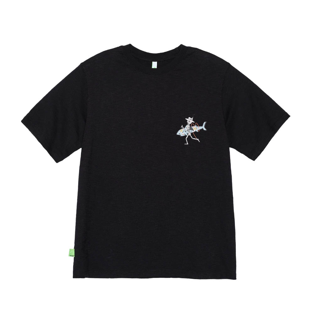 5th STREET｜男裝｜骷魯頭鯊魚衝浪印花短袖T恤｜黑色