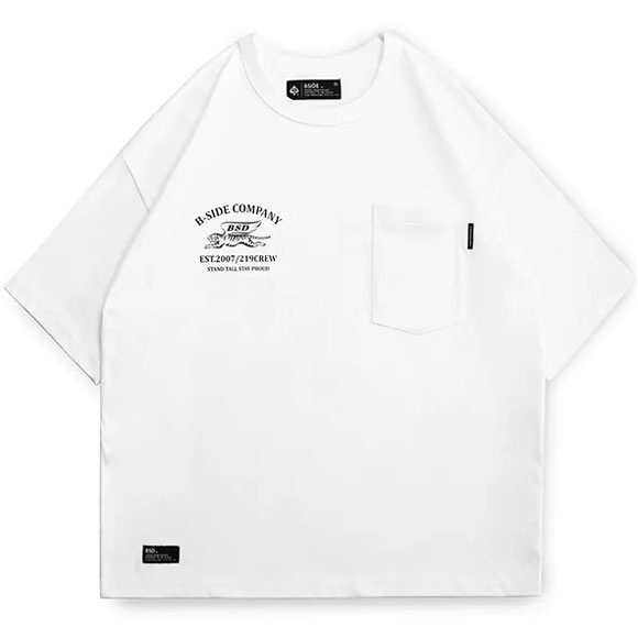 B-SIDE FLYING TIGER WIDE POCKET TEE 飛虎圖文 口袋 短T (白色)_1