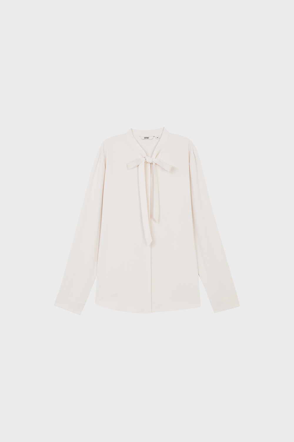 SST&C Cream Stand Collar Tie Long Sleeve Top | 01082504009_4