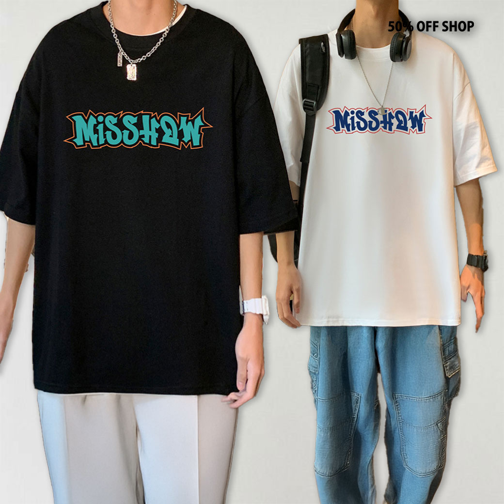 MISSHOW雙色字母純棉短T_0