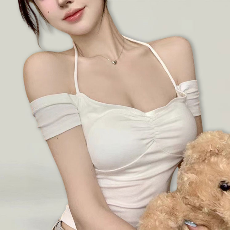 純欲風辣妹超性感掛脖短T_0