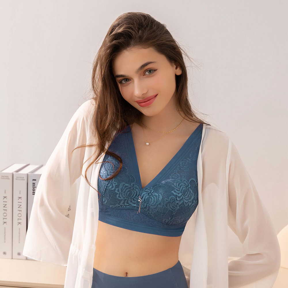 [Miss Audrey] Easy Bra 背心內衣-無痕蕾絲無鋼圈背心內衣-悠靜藍
