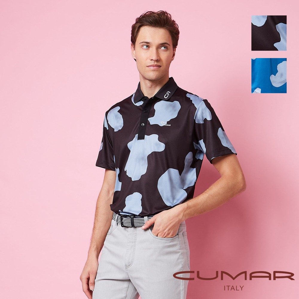 CUMAR 男裝短袖羅紋領印花吸濕排汗POLO衫(HiCool) / 258213