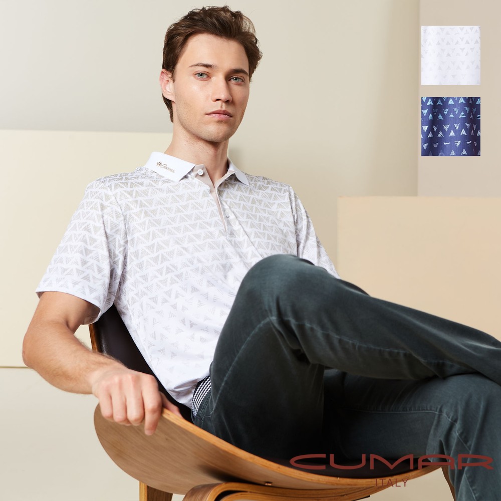 CUMAR 男裝短袖羅紋領印花吸濕排汗POLO衫(HiCool) / 258215