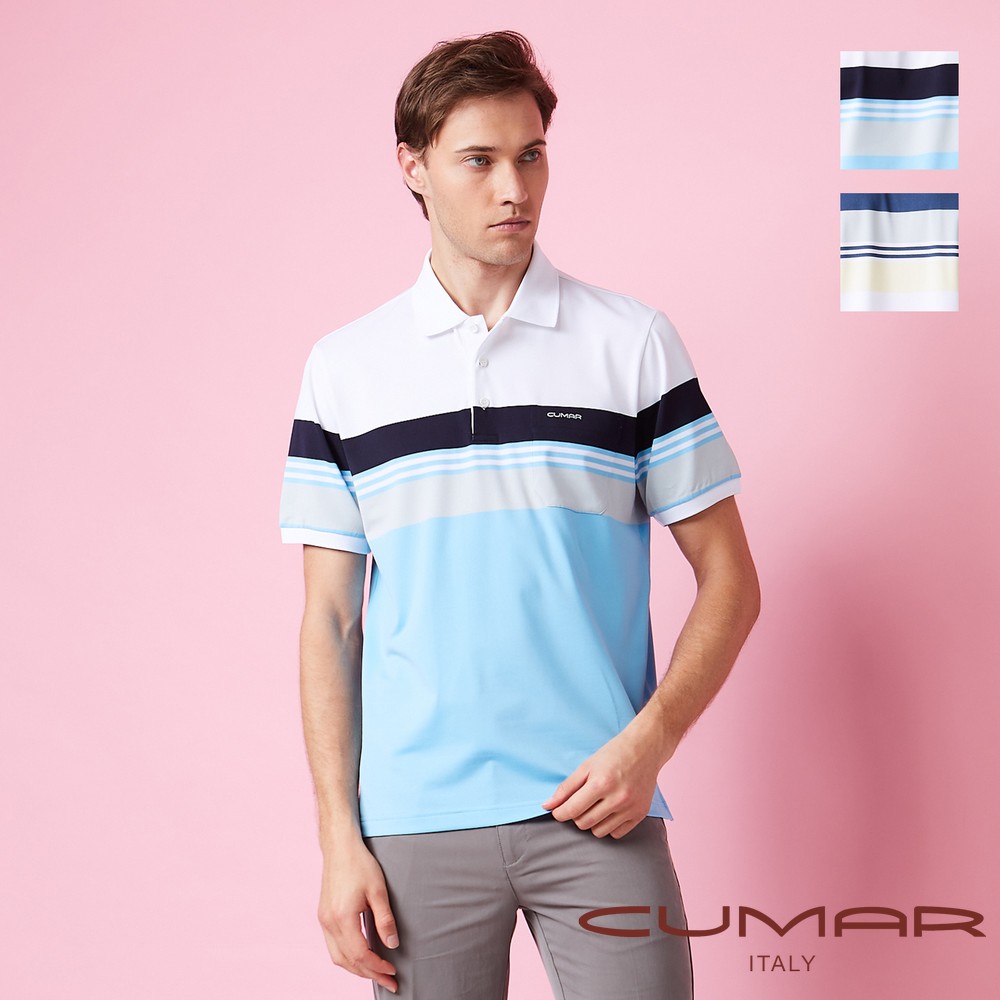 CUMAR 男裝短袖羅紋領定位條POLO衫 / 258246