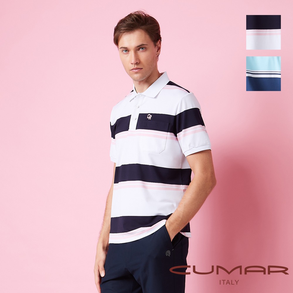 CUMAR 男裝短袖羅紋領循環條POLO衫 / 258247