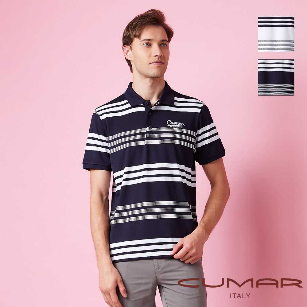 CUMAR 男裝短袖羅紋領循環條POLO衫 / 258249
