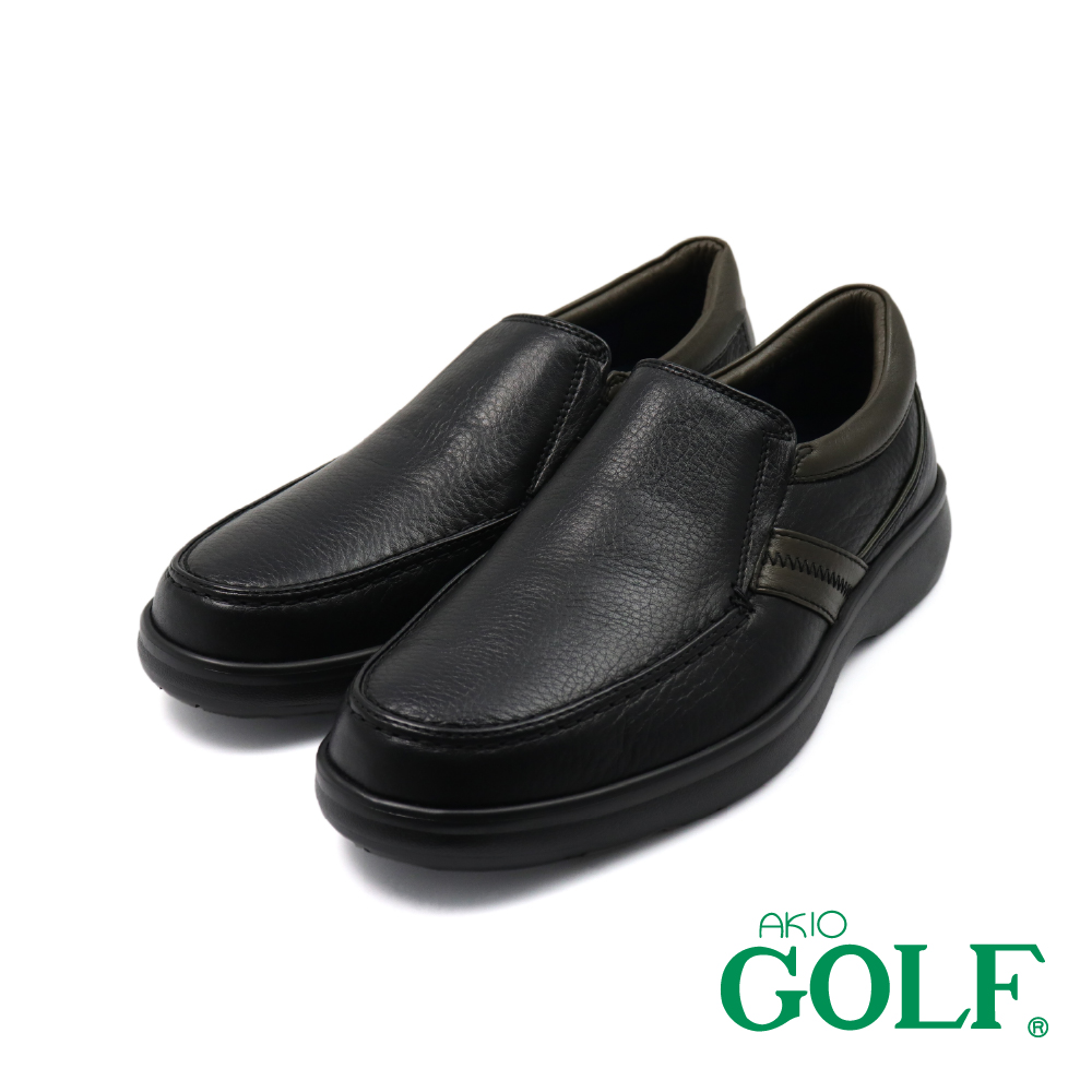 【AKIO GOLF】日本原廠超輕量紓壓抗震撞色懶人休閒鞋 黑色(GF2281-BL)
