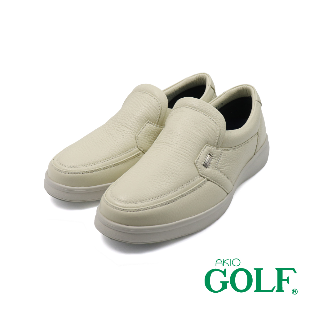 【AKIO GOLF】日本原廠紓壓抗震鐵牌小標輕便懶人休閒鞋 米色(GF5013-IV)