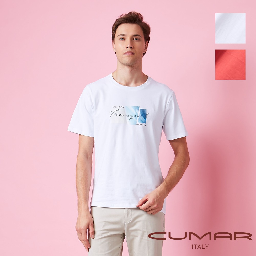 CUMAR 男裝短袖印花棉質彈性圓領衫 / 258291