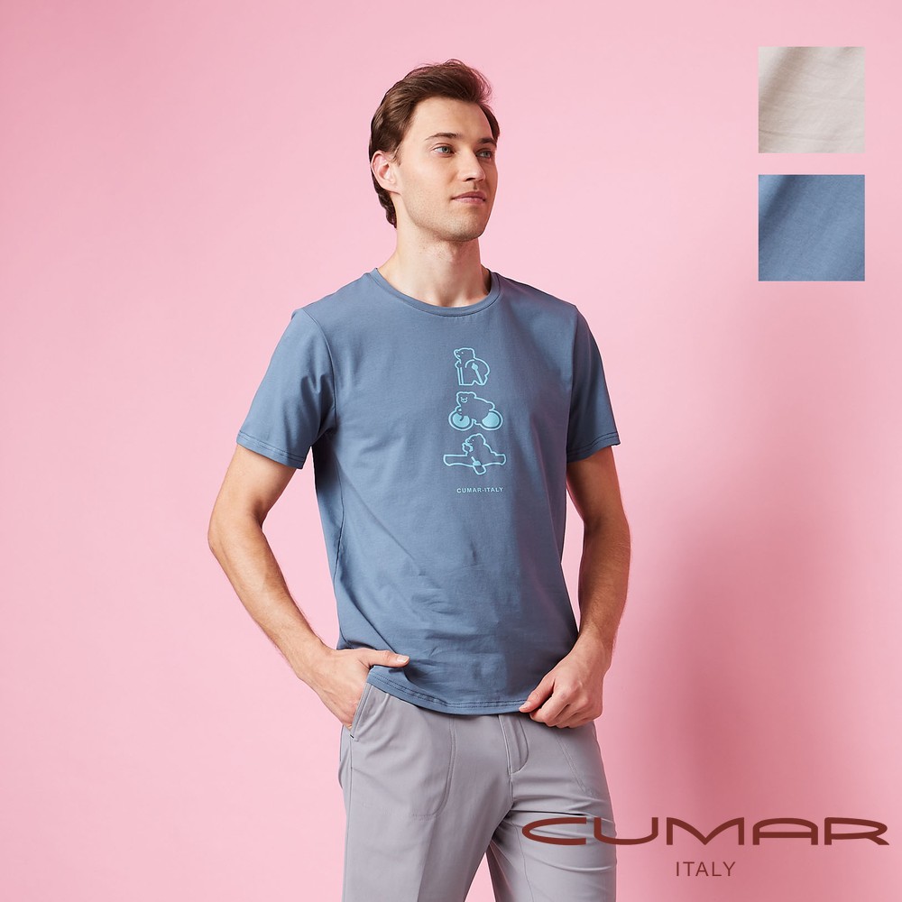 CUMAR 男裝短袖印花棉質彈性圓領衫 / 258292