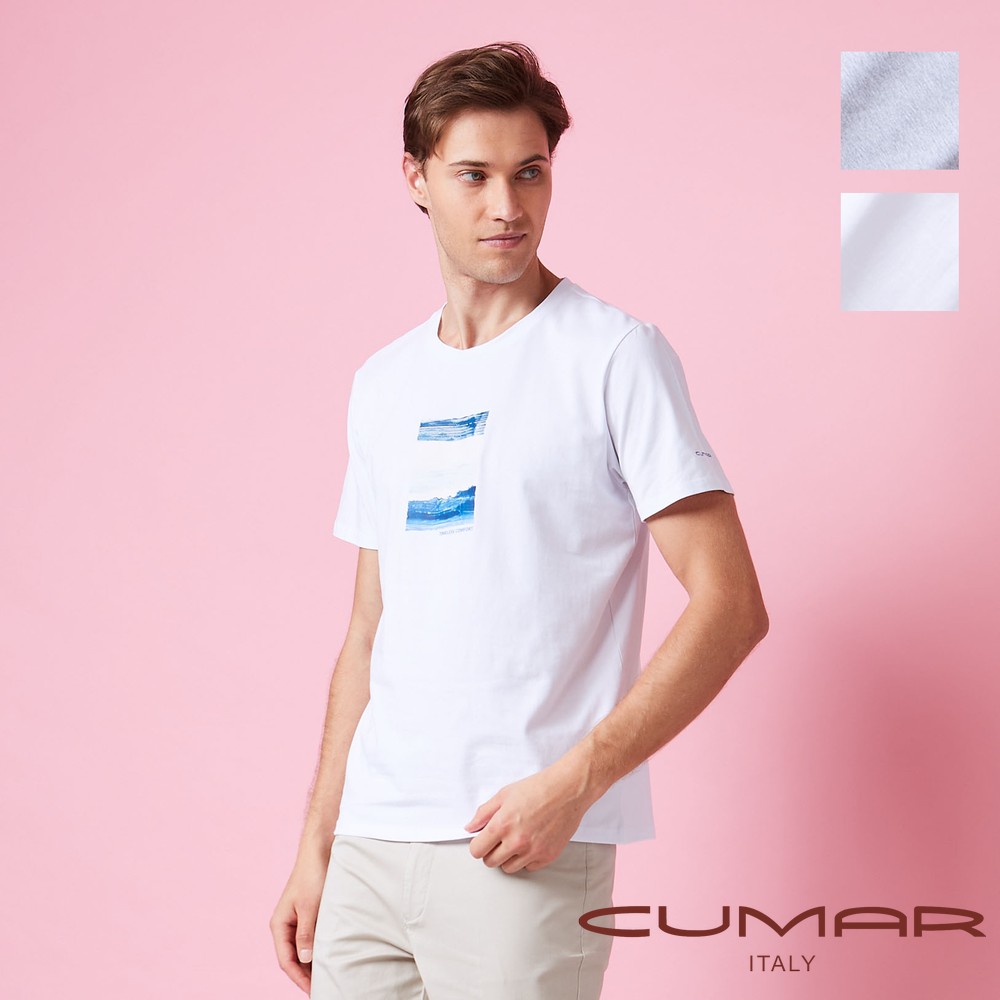 CUMAR 男裝短袖印花棉質彈性圓領衫 / 258293