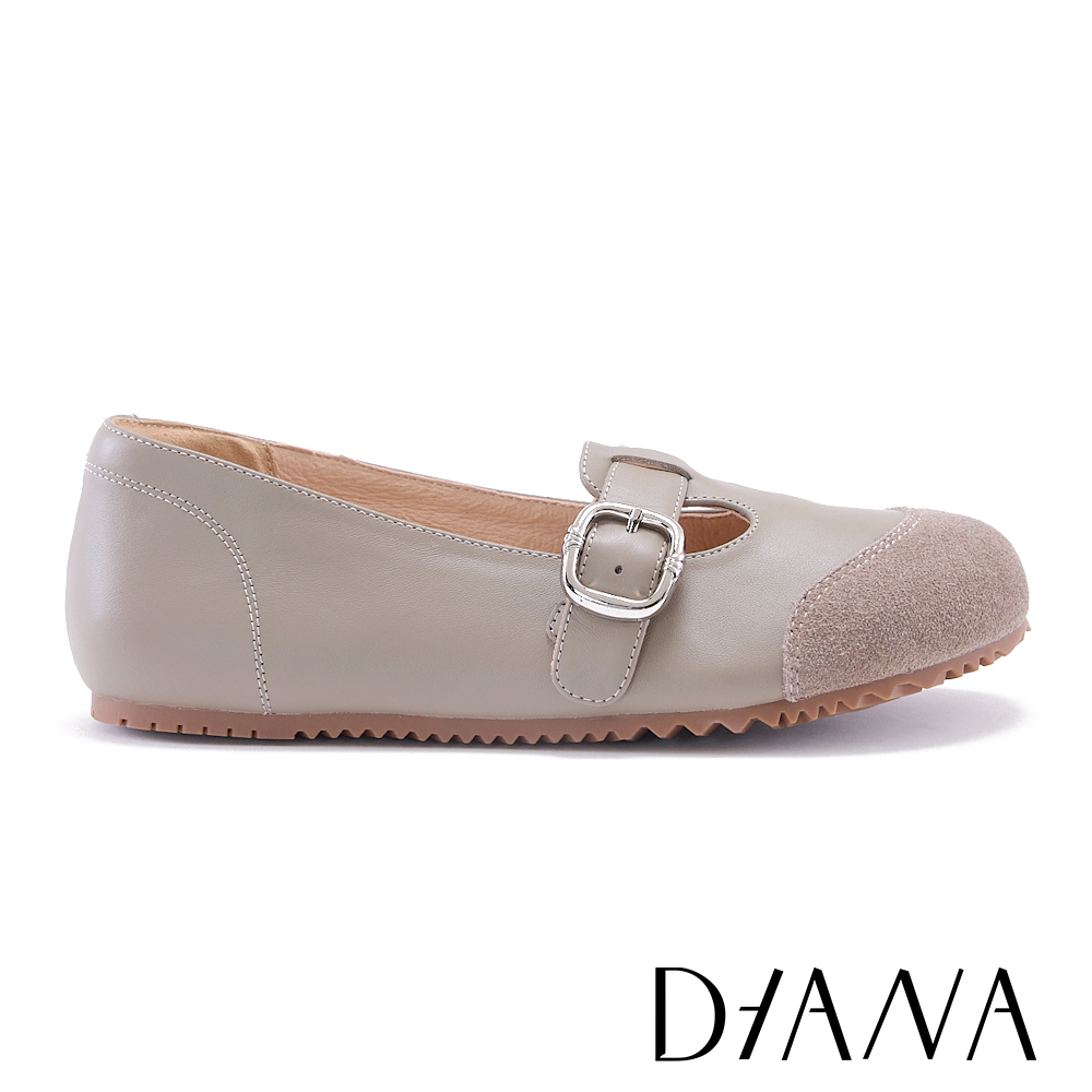 DIANA T字簍空復古真皮瑪莉珍休閒鞋 灰色 #55308